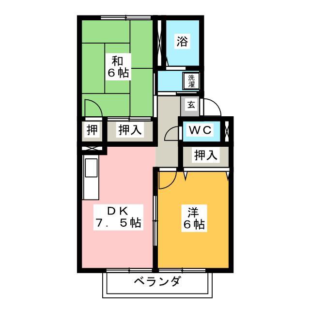 プレジール三宅D棟(2DK/2階)の間取り写真