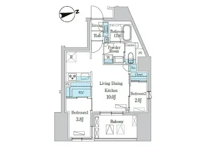 アルカディア笹野(ワンルーム/2階)の間取り写真