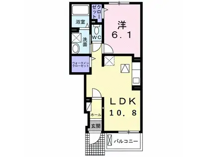 プラシード武庫町(1LDK/1階)の間取り写真