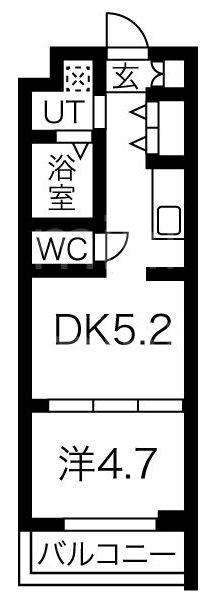 ファステート京都西KIWAMI(1DK/2階)の間取り写真