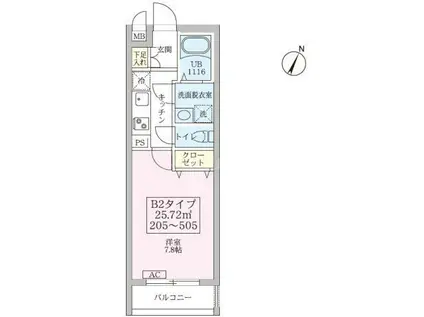 LIVE REST SHINOZAKI 232(1K/4階)の間取り写真