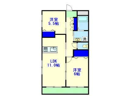 パラッツォ(2LDK/3階)の間取り写真