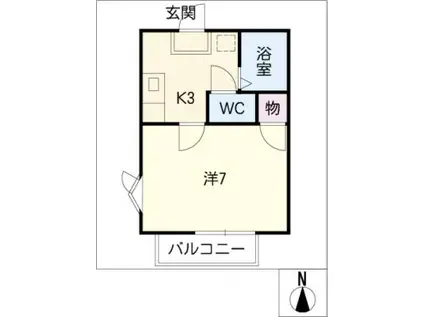 アーニストハウスB(1K/2階)の間取り写真