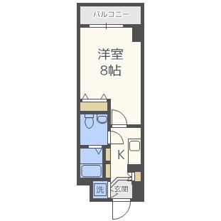 ルクレ難波(1K/10階)の間取り写真