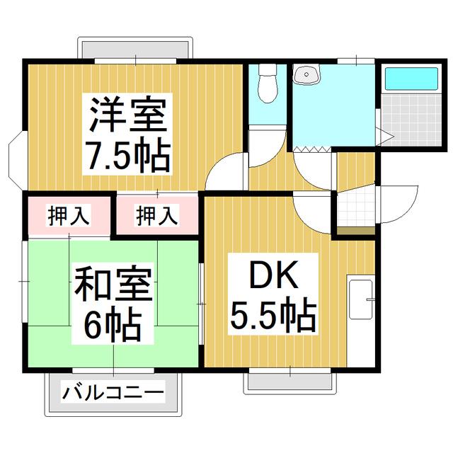 メゾニティ山上(2DK/2階)の間取り写真