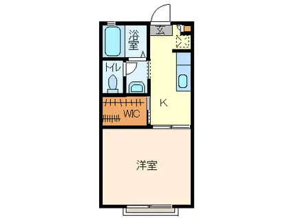 スクウェアーイズミ A棟(ワンルーム/1階)の間取り写真