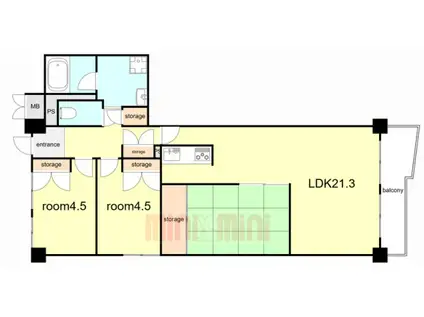 大開高層 1号棟(3LDK/9階)の間取り写真