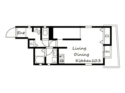  須磨区大手町3丁目マンション(ワンルーム/2階)の間取り写真