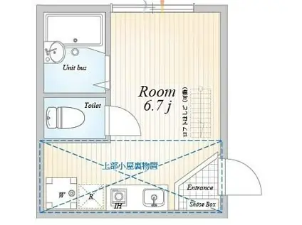 ラ・リベルタ舎人(ワンルーム/2階)の間取り写真