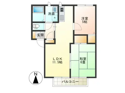 フレグランスリバティー(2LDK/2階)の間取り写真