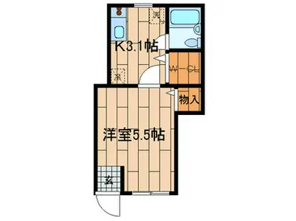 カーサ松宮(1K/1階)の間取り写真