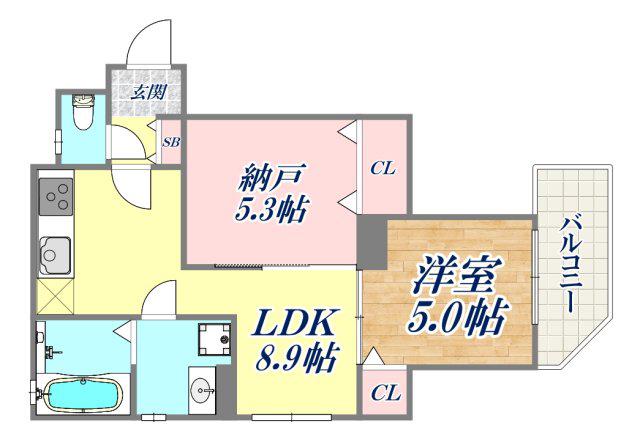 フォレストクリエオーレ中島通(1SLDK/2階)の間取り写真