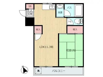 プラザサンフォート(1LDK/2階)の間取り写真