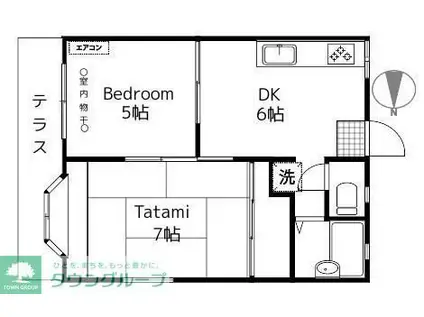 オーク芦花公園A棟(2DK/1階)の間取り写真