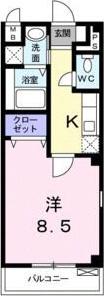 ガーラ鳴尾(1K/2階)の間取り写真