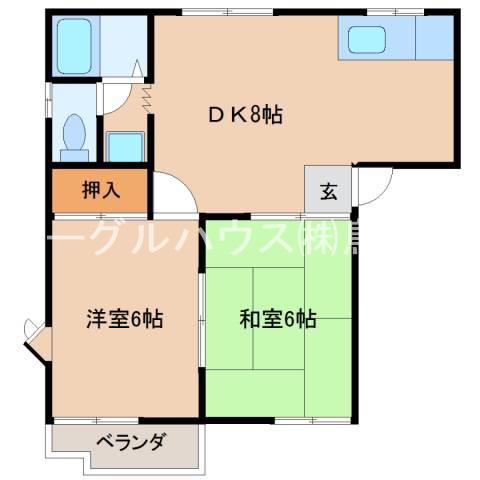 轟木ハイツB棟(2DK/2階)の間取り写真