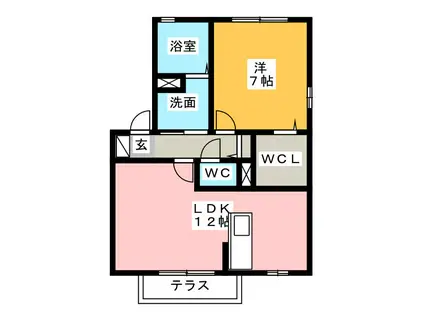 ウィル・フィールド(1LDK/2階)の間取り写真