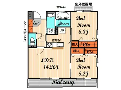 PUERTA SUR TOKIO(2LDK/1階)の間取り写真