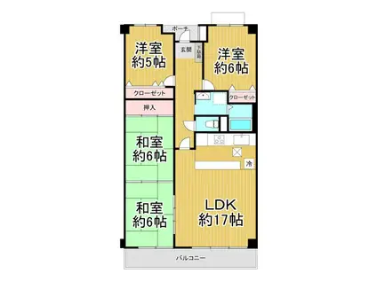 阪急逆瀬台アヴェルデ4番館(4LDK/4階)の間取り写真