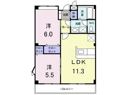 パティーナ(2LDK/2階)の間取り写真