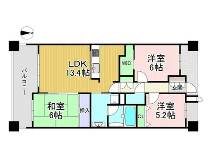 エスリード長岡天神 4XX号(3LDK/4階)の間取り写真