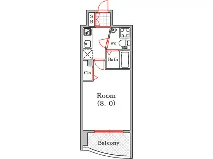 アフルエンス難波(1K/3階)の間取り写真