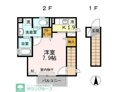 ドエル中野III(1K/2階)の間取り写真