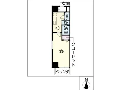 サンパティーク東片端(1K/10階)の間取り写真