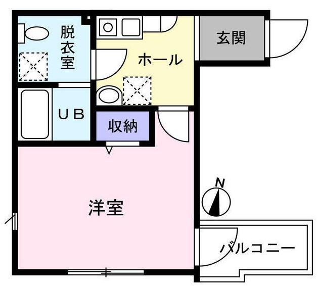 ハウズライフ厚木六番館(1K/1階)の間取り写真