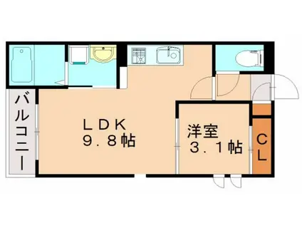 サニーサイド聖蹟Ⅱ(2LDK/2階)の間取り写真