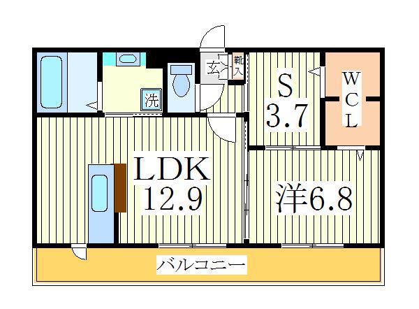 エスポワールE(1SLDK/3階)の間取り写真