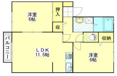 CEST SI BON 翔也(2LDK/1階)の間取り写真