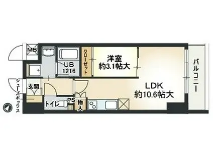 メセナ緑地公園(1LDK/4階)の間取り写真