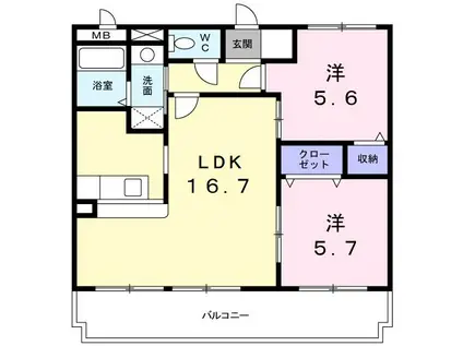 エレガントコンドミニアム叶(2LDK/4階)の間取り写真