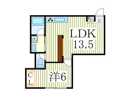 ラ・ファミーユ湖北E1(1LDK/1階)の間取り写真