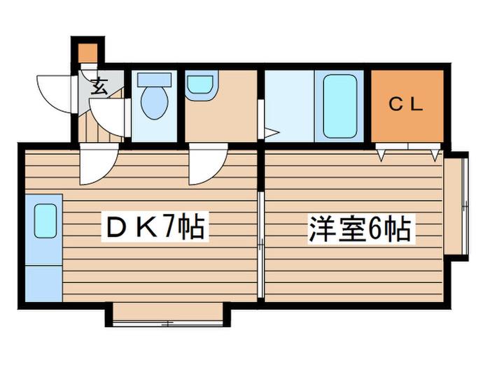 カステル北27(1DK/2階)の間取り写真