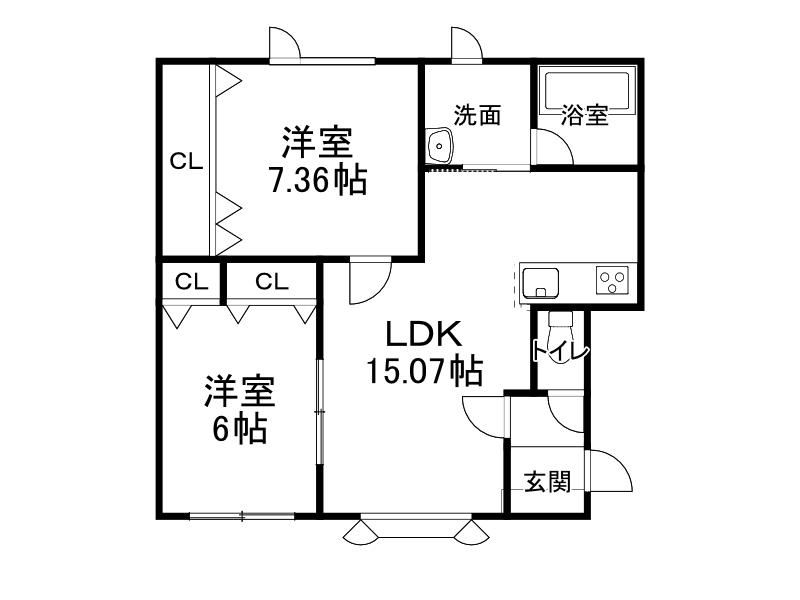ジェミニB(2LDK/2階)の間取り写真