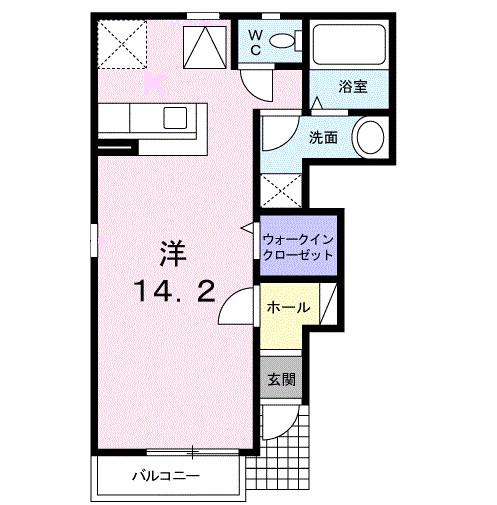 プラシード(1K/1階)の間取り写真