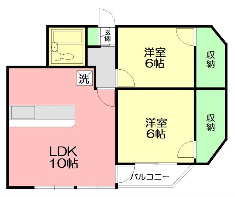 第12明智ビル(2LDK/6階)の間取り写真