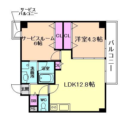 WOOD RIVER 新大阪(1SLDK/4階)の間取り写真