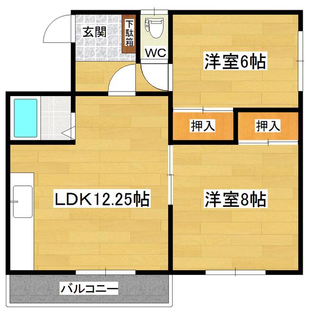 コーポ都(2LDK/2階)の間取り写真