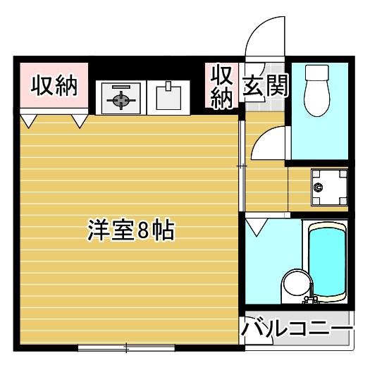 コーポ三原II(ワンルーム/2階)の間取り写真