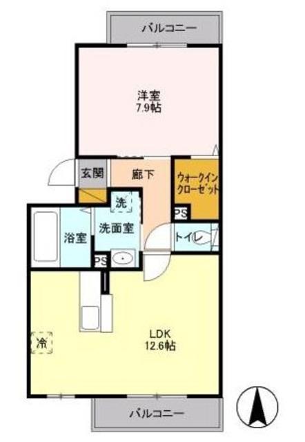 コンフォール ヴァンテ A棟 A(1LDK/1階)の間取り写真