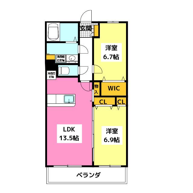 GOOD WOOD S(2LDK/1階)の間取り写真
