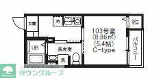向島テラス(1K/1階)の間取り写真