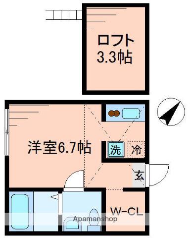 チャーリーハウス(ワンルーム/2階)の間取り写真