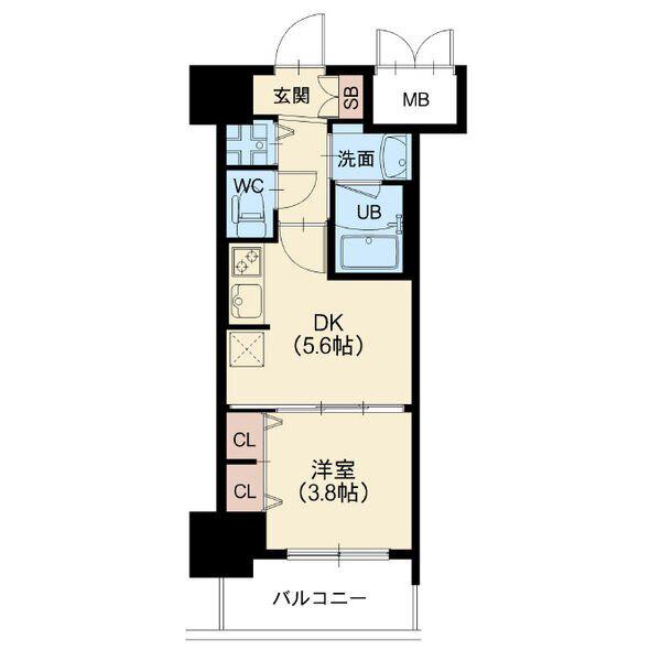 ラクラス本町東(1DK/7階)の間取り写真
