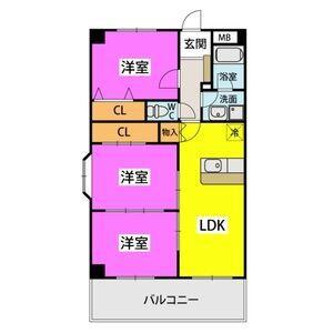センチュリー中央(3LDK/4階)の間取り写真