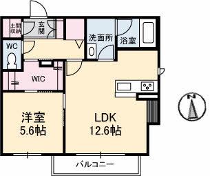 ウィステリア上天神(1LDK/2階)の間取り写真