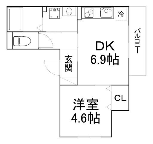 ヴェール エブラン(1DK/1階)の間取り写真